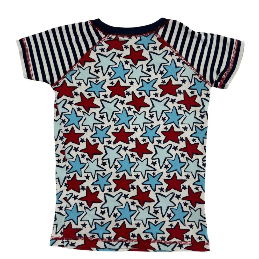 GYMBOREE Stars and Stripes Cotton Short John Pajama Set Sz 8 Kids Red White Blue
